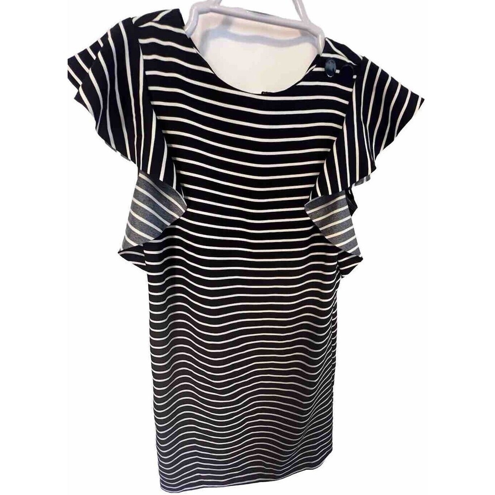 Banana Republic Dress Navy Stripe Flutter Sleeve Pockets Size 0 Summer Sailing
